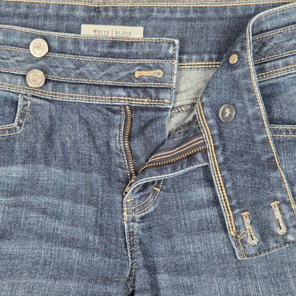 White House Black Market Blanc Trouser Leg Jeans Dark Wash Blue Size 8 - Picture 5 of 11
